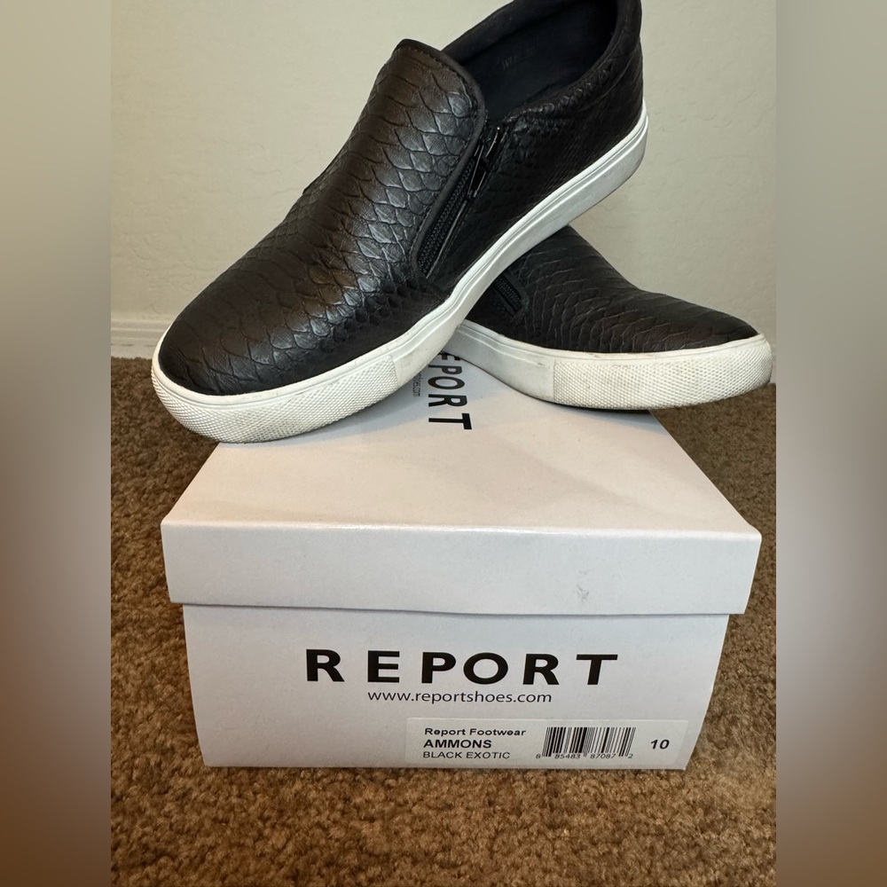 Report Ammons Womens 10 Snakeskin Faux Leather Slip On Zipper Sneakers Shoes